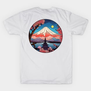 Japanese temple in front of Mount Fuji T-Shirt